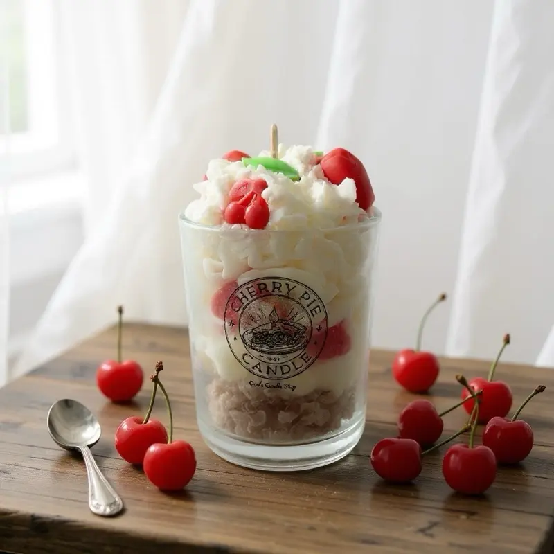 Dessert Candle Collection - Soy Candles with Amazing Smell Long Burn Time Decor Freshener Cozy Aroma Banana Pudding & Cherry Pie Scented Candles - Sweet Soy Wax