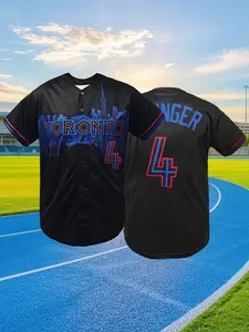 Men's Toronto #4 Loose Breathable Baseball Jersey, Embroidered Letter Design, Casual Short Sleeve Sportswear, Unisex All-Season Wear