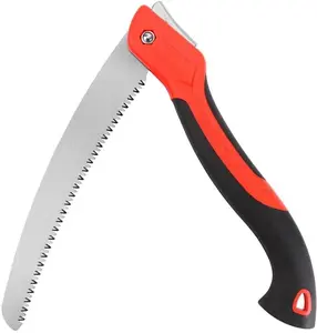 10 Inch Heavy Duty Pruning Saw, Folding Hand Saw with SK5 Curved Blade, Triple-cut Razor Teeth Used for Trees Wood Cutting Camping Gardening Work, Hiking, Landscaping, Tree Trimming
