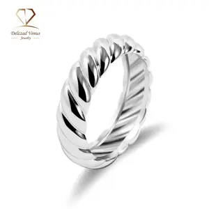 Delzzad Chunky Ring Braided Band Ring Copper Twist Rope Ring Fashion Accessories for Women Engagement Wedding Anniversary Valentine's Day Christmas Gifts