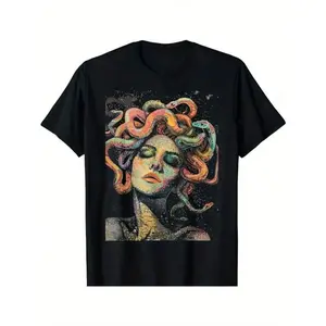 Medusa Snake Hair Graphic Tee Women Vintage Aesthetic Oversized Crewneck Short Sleeve Soft Cotton Streetwear Y2K Outfit Casual Summer Top