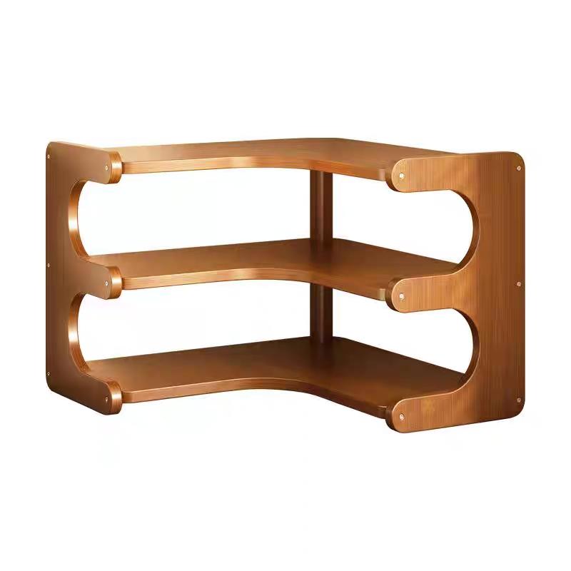 Wooden Corner Storage Rack, Space-Saving Desk Organizer, Multi-Layer Shelf for Cups, Decorations, Plants, Cosmetics, Office Use