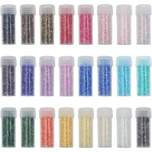 Uniform 120 Gram 12/0 (2mm) Cylinder Glass Seed Beads for Craft  Making, 24 Color-Lined Clear AB Colors