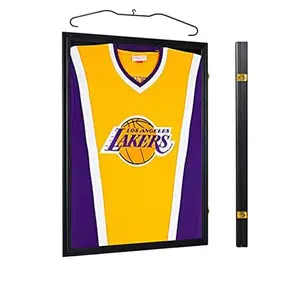 Jersey Frame Display Case - Jersey Display Case - Large Lockable Frames Shadow Box with UV Protection for Baseball Basketball Football Soccer Hockey Sport Shirt, Black Finish, Black Locks