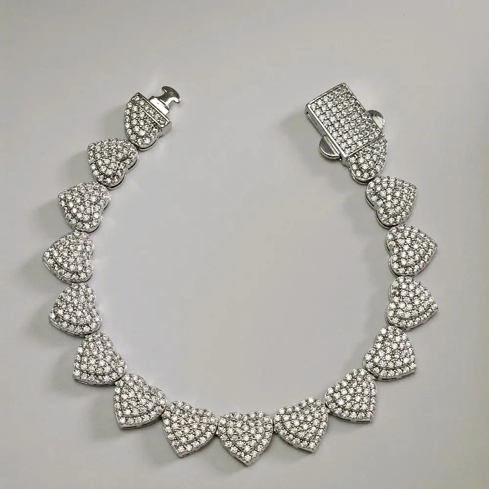 Italian Silver Bracelet 9.25 Elegant Heart Design 7 7.5 Inches Fabric Material