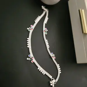 Anti Tarnish Anklets one pair with Colorful Beads and Decorative Elements