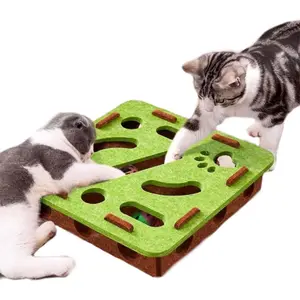 Cat Nail File Box,Cat Scratch Pad Toy with Ball Felt Cat, Cat Puzzle Feeder Toy, Nail File Box for Cats Stress Alternative to Clippers and Grinders, Inside for Indoor Cats Scratching for Indoor Cat