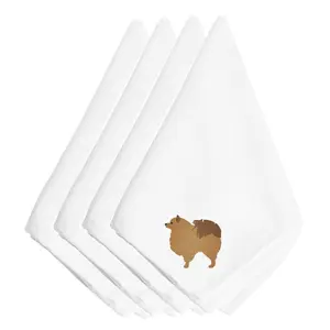 212 MAIN Polyester Napkins, Set of 4, Cute Pomeranian Embroidered Detail, Home Kitchen Tableware Accessory