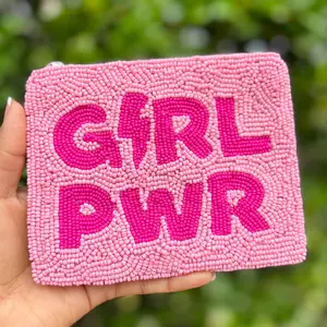 Girl Power Beaded Pouch Purse