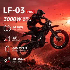 FREE Bluetooth Speaker【Likebike LF03 Pro】Electric Dirt Bike for Adults 3000W Peak(750W Rated) 20"x4" Fat Tire Off-Road E-Bike 85+ Miles PAS 42MPH Electric Motorcycle for Trail Sand Mountain Snow - 60V 27AH Full Dual Suspension Extreme Off-Road Ebike
