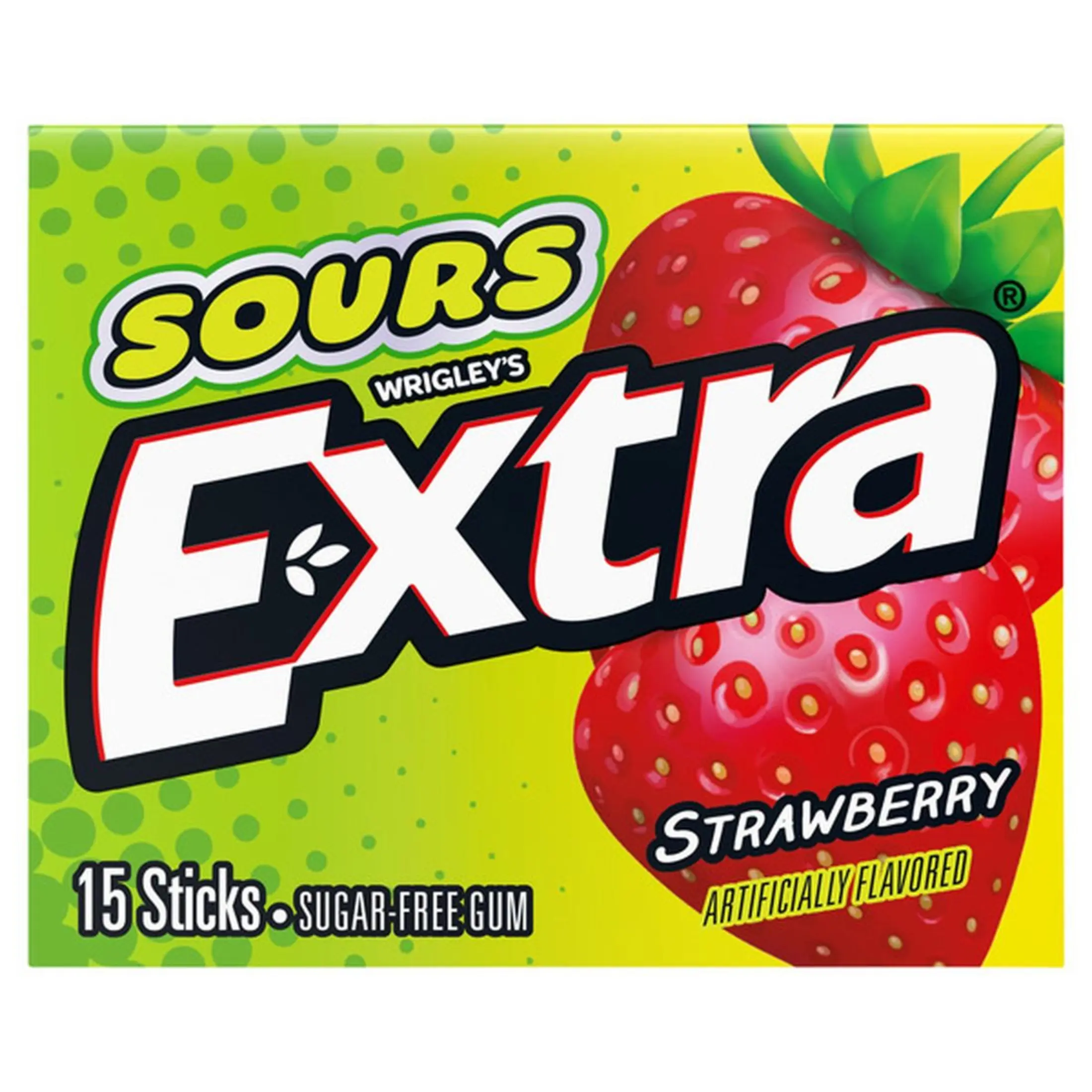5x Wrigley's Extra Sour Strawberry Chewing Gum - Sweet Candy Snack Munchies Fresh Breath 15ct
