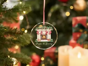 Personalized Christmas Glass Ornaments, New Home Couples Ornament, Custom First Christmas At New Home Gift, Glass New Home Favors