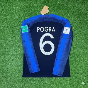 POGBA #6 Long Sleeve Soccer Jersey Breathable Fabric Retro Vintage 2018 Championship Style Design Unisex Sizes S-XXL Football Shirt Sportswear Fan Style
