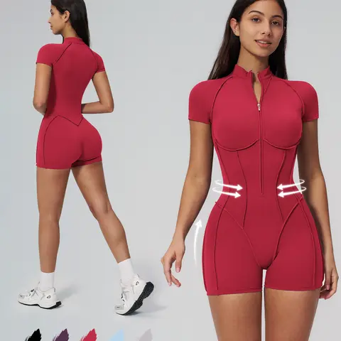 NVWA Women's High-Stretch Zipper Sports Jumpsuit - Skin-Friendly Breathable Slim-Fitting Fabric, Glute-Lifting Waist Reduction Apparel, Gym Workout Wear, Modern Female Stylish Athleisure Clothes, Ideal for Yoga & Gym, Women's Fashion, Gym Workout Apparel,