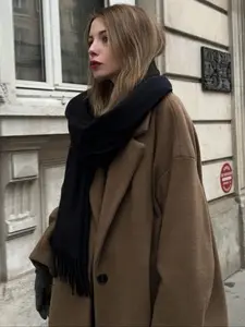 1pc Women Simple Solid Color Regular Style Faux Cashmere Scarf, Suitable For Transitional Season, Daily Wear, Windproof And Warm Winter Fall Winter scarf, Fluffy Soft Scarf