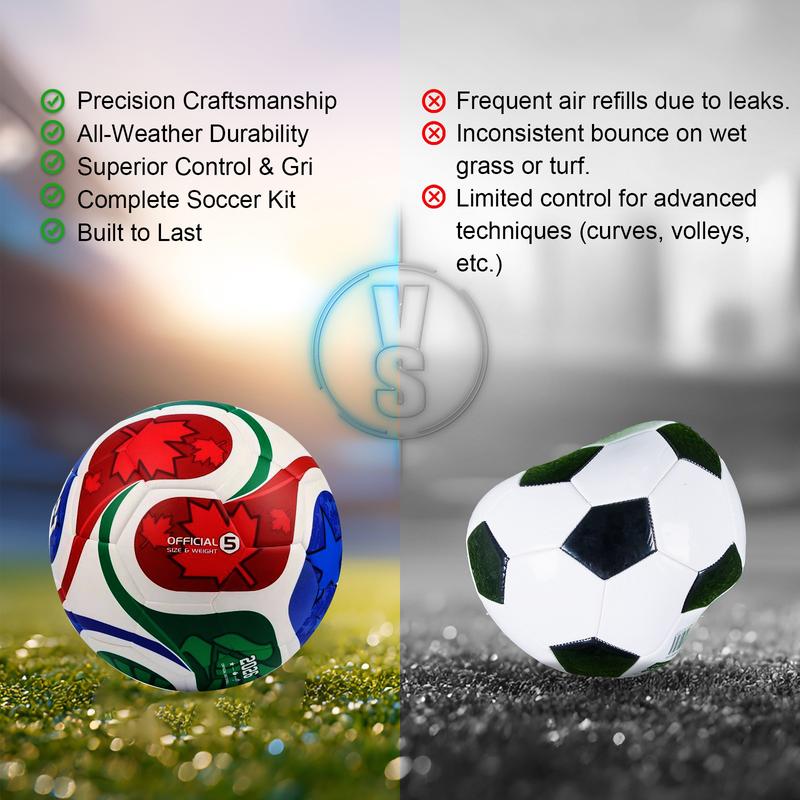 Soccer Balls - Soft Touch Soccer Ball & Air Pump Set - Size 5 - Ideal for Youth & Adults with Unique Design and Convenient Carry Bag