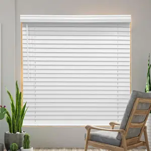 Faux Wood Blinds 45" W x 72" H, 2 Inch Slat Horizontal Windows Blinds with, Room Darkening, White Blinds for Home Interiors.