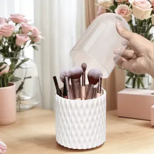 360° Spinning Storage Organizer with Lid - Multi-Compartment Design for Makeup Brushes, Pens, Utensils - Desktop Organizer Genius - Cosmetics Organizer Storage