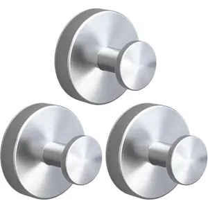 No-Drill Removable Heavy Duty Suction Cup Hooks for Hanging Towel Shower Home Storage Window Bathroom Kitchen Glass Door, 3 Pieces Silver
