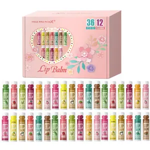 12-Flavored Gift Set 36PCS/Box Lip Balm Set Lip Treatment Moisturizes and Brightens Lips Girls' Gift Christmas Gift