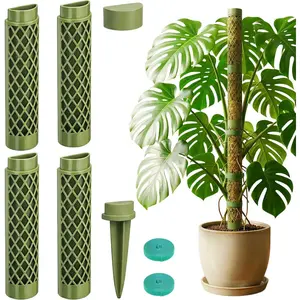 Moss Pole Monstera  Support - 42.5" Stackable D-Shape Stakes for Indoor  - No-Rot Plastic Sticks & Tall Trellis for Pothos Climbing Vines Houseplant