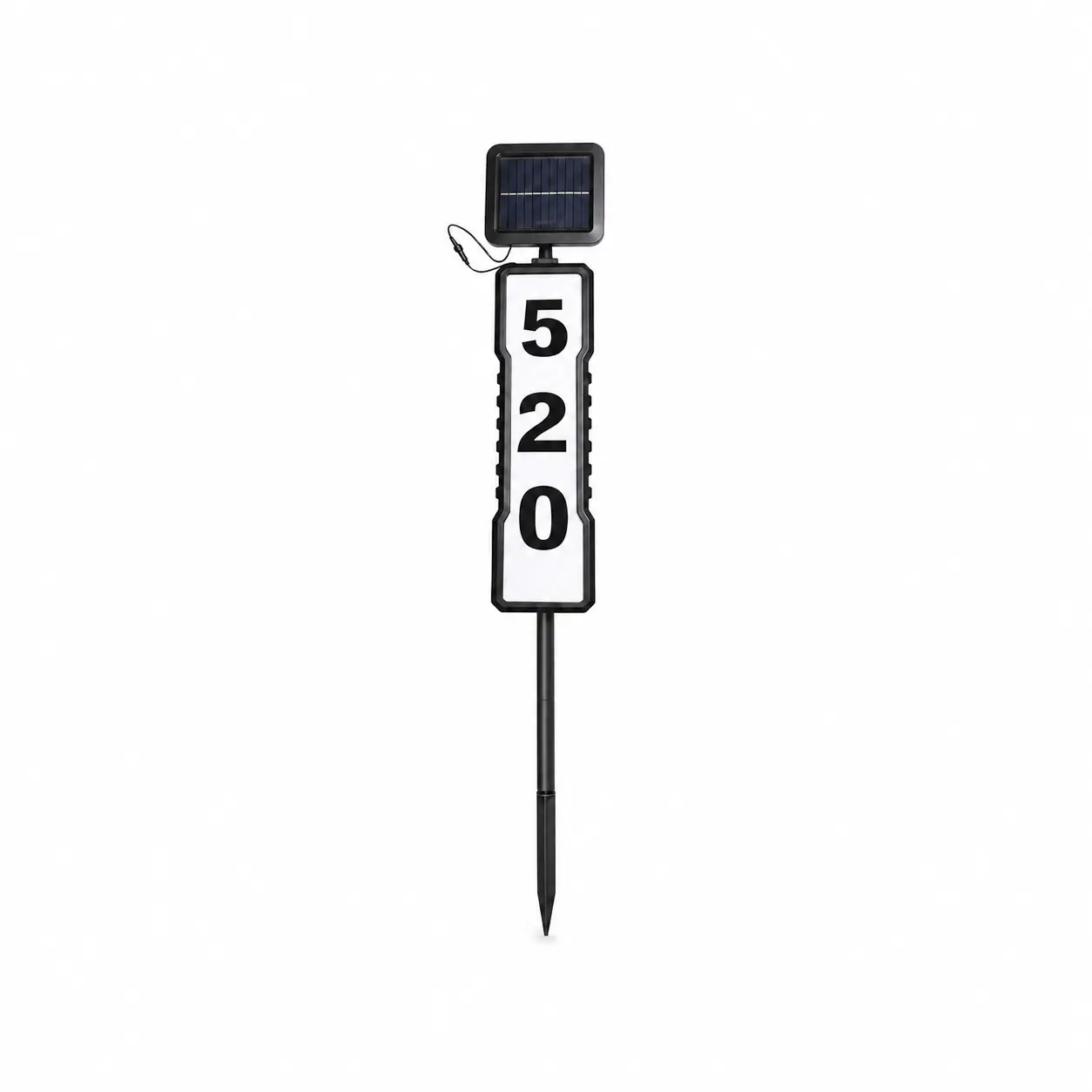 【Solar House Number Sign】 for Outdoor Use, IP54 Splash-Resistant LED Address Plaque with Cool and Warm White Lighting, Solar-Powered Ground Stake or Wall Mount for Home, Driveway, Mailbox and Garden