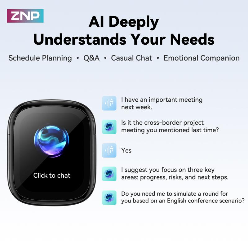 ZNP N02 Smart AI Headphones: AI Conversation,Chat Assistant,In-depth Dialogue,Supports 165 Languages,Waterproof,and Hi-Fi Sound Quality.