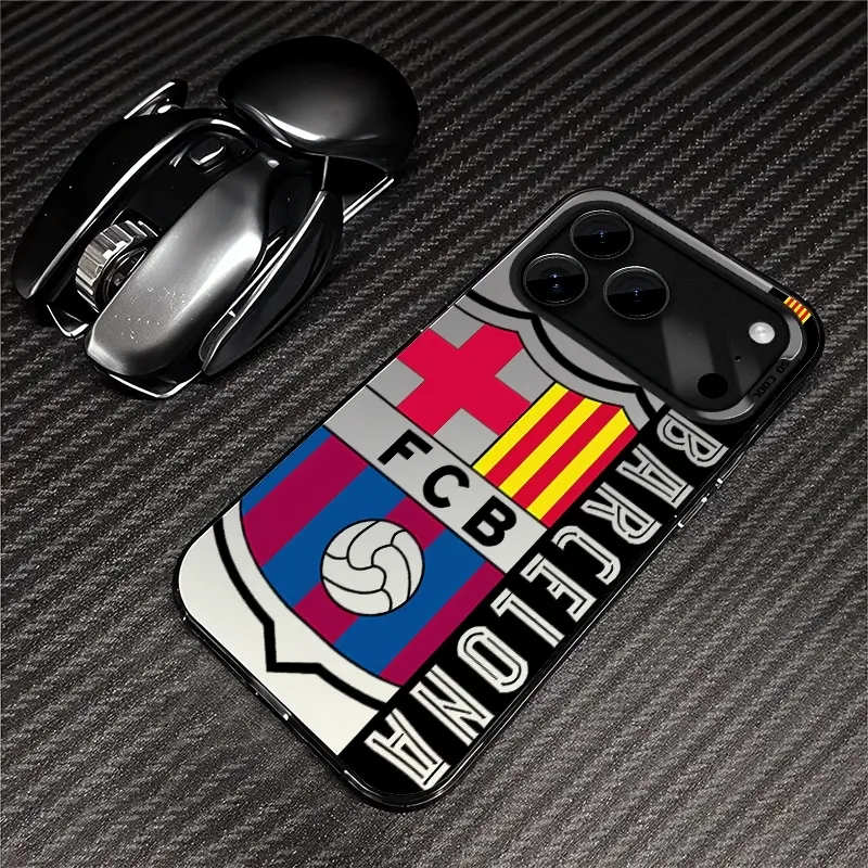 Barcelona Football Team Pattern Acrylic Shell Smartphone Case - Anti-Drop, Shockproof Soft Casing for iPhone 17 Pro Max,16,15,14,13,12,11 - Multi-Model Football Fashion Protection Cellphone Accessory