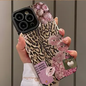 Lip Print Flower Leopard Pattern Shockproof Ultra-Thin Case for iPhone 17/16/15/14/13/12/11/plus/pro Max, Dust-Proof and Beautiful Gift
