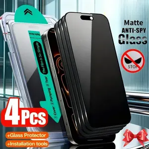 4 Matte Privacy Tempered Glass Screen Protectors for iPhone 17 Pro Max/17 Pro/16 Pro/16/15/14/13/12/11, Full Coverage, 9h Hardness, Dynamic Island