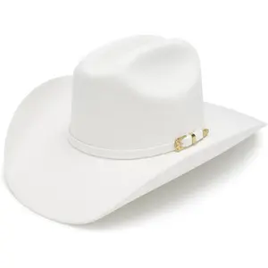 El Cattleman Handmade Cowboy Hat - 100X Bolivian Wool Felt Premium Western Hat 4 5/8" Crown 4" Brim Made in Mexico White Color Authentic Western Style