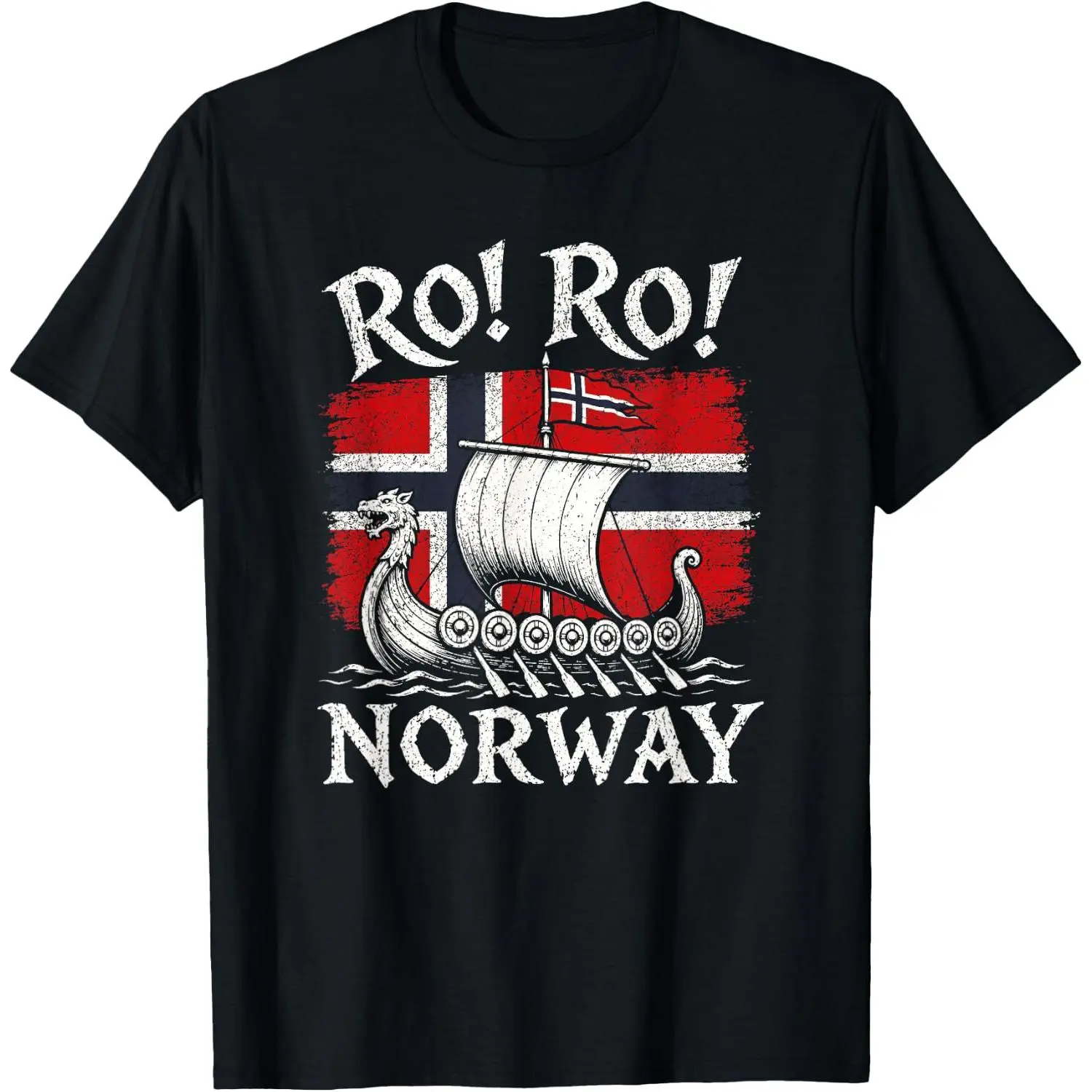 100%cotton Norwegian Viking Ship Norway Flag Row Country Heritage Pride T-Shirt