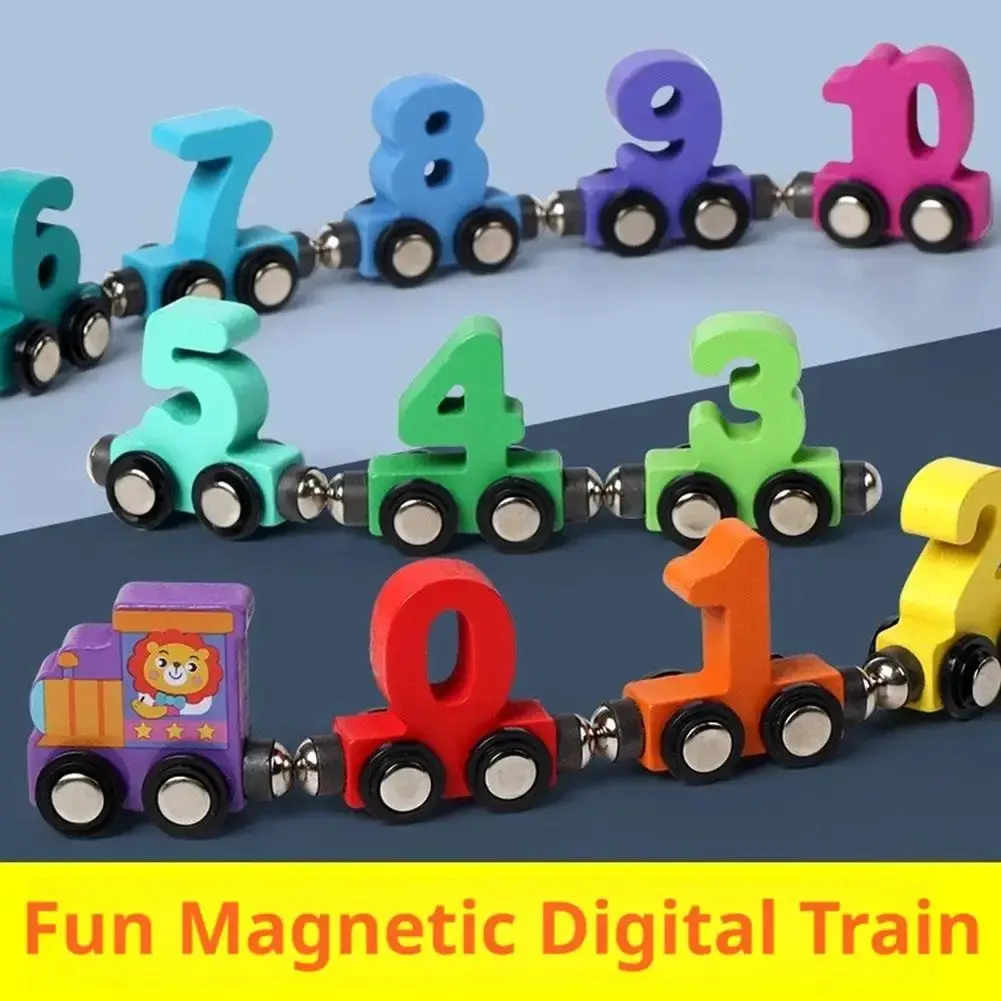 Wooden Magnetic Number Train Set | Educational Building Blocks | Logical Brain Development Toy