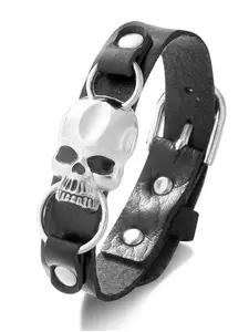 Gothic Skull Bracelet, Unisex Halloween Accessory, Rock Hip Hop Jewelry, Unique Skeleton Wristband for Men and Women