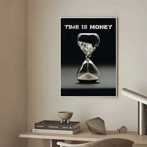 3-Pack Time Is Money Inspirational Quote Canvas Painting Dollar Poster And Print Suitable For Office Home Wall Art Decor_430 Simple Posters (No Frame)