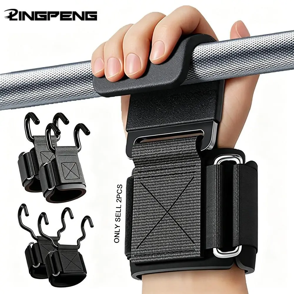 Weight Lifting Hooks Weight Lifting Grips Heavy Duty Deadlift Straps Pull Up Straps Adjustable Powerlifting Support Hooks Straps for Gym Workout Fitness Workout Accessories