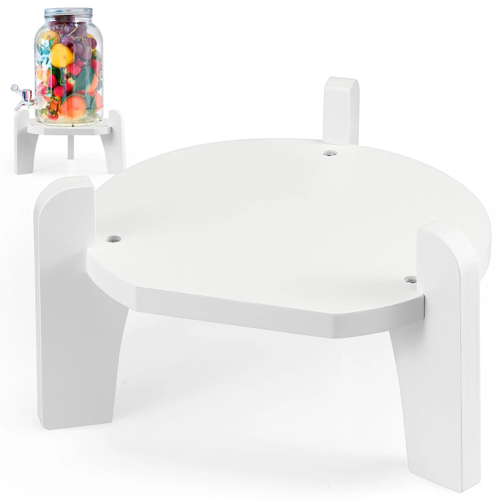 1 Pc Beverage Dispenser Stand Wood Drink Fits 6-8" Diameter Of Glass Jar Base For Water Jug Containers (white)
