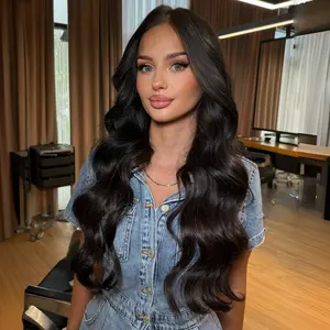 SMILCO/30Inch Mini Lace Front Black Long Water Wave Synthetic Wig/SM1678-2