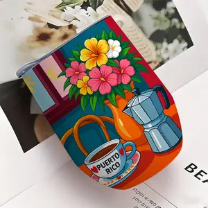 12oz Puerto Rico Coffee Pattern 304 Stainless Steel Double Wall Vacuum Eggshell Cup, Insulated Leak-Proof Coffee Cup, Suitable for Hot and Cold Drinks, Fitness Water Bottle, Office and Outdoor Use, Cultural Gift, Travel Drinkware