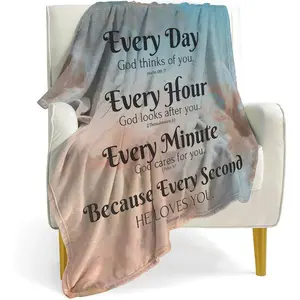 Bible Verse Blanket with Inspirational Thoughts and Prayers- Religious Throw Blanket Soft Lightweight Cozy Plush Warm Blankets for Women Men Gift 40"X 50"