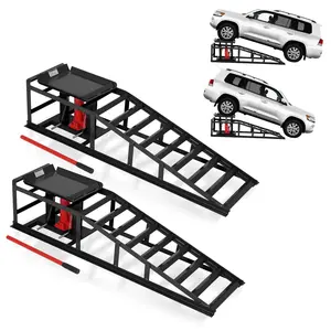 2 Pack 5 Ton Heavy Duty Hydraulic Car Ramp, 11000LBS High Lift 13.3 Inch Vehicle Ramp with Safety Lock, Durable Lift Jack for Garage Oil Change Car Maintenance