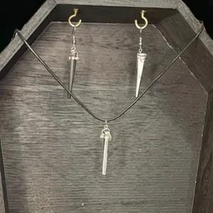 Coffin Nail Necklace Earrings Set Hypoallergenic