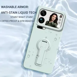 Case for Xiaomi 17 Pro Max 15 Ultra Liquid Silicone Stand Holder Soft Smartphone Skin Cover for 15T Pro Upgrade Shockproof Back Funda