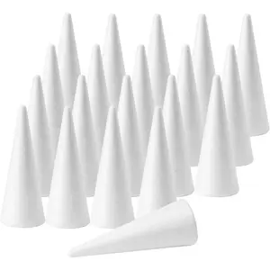 20 count Craft  Cones (2.2X4.2in), Polystyrene Cone Shaped ,  Tree Cones, for Arts and Crafts, Christmas, School, Wedding, Birthday, DIY  Craft Project. White