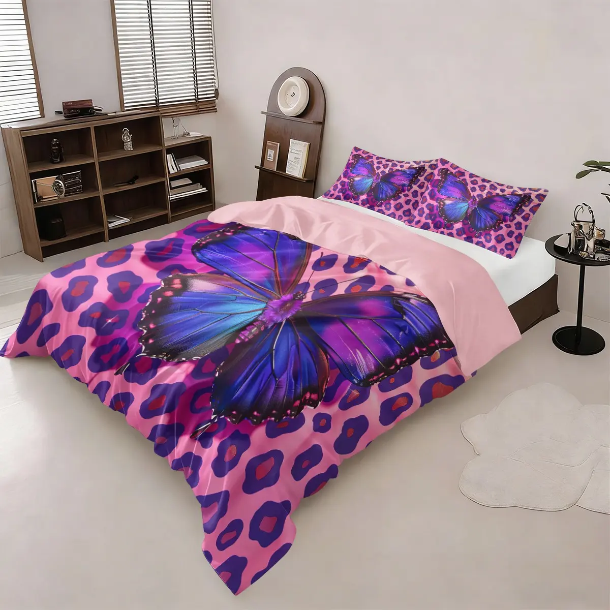 3-Piece Duvet Cover Set, Leopard Print Butterfly, Colorful Theme, Thanksgiving Bedding, Bright Patterns, Bedroom Decor, Living Room, Dormitory, Decorative Bedding Set