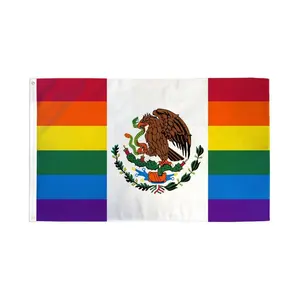 3x5ft Mexico Rainbow Flag, Polyester Dye Sublimation Print Outdoor Banner, Festive Party Decoration Backdrop, Outdoor Banners