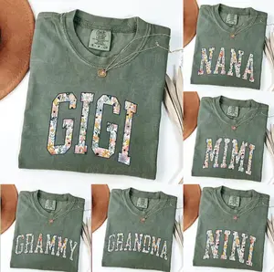 Comfort Colors Custom GIGI Moss T-Shirt, Personalized Family Gift, Floral Mama Nana Auntie Mimi Gigi Grammy Shirt, Mother's Day Gift Mother's Day Gift