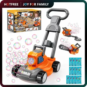 Hotfree Bubble Lawn Mower for Kids, 3-in-1 Electric Bubble Machine Blower with 10 Bubble Solution, Summer Outdoor Push Toys for Toddlers Ages 3-8, Birthday Party Summer Gift for Boys Girls 3 4 5 6 7 8 Year outdoorfun