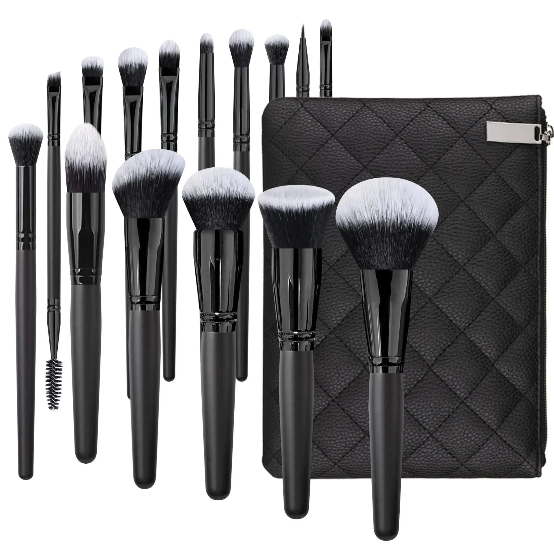 15 Piece High-End Professional Makeup Brush Set, Soft Synthetic Bristles, Foundation Blush Eyeshadow Brushes, Portable Tool for Men and Women