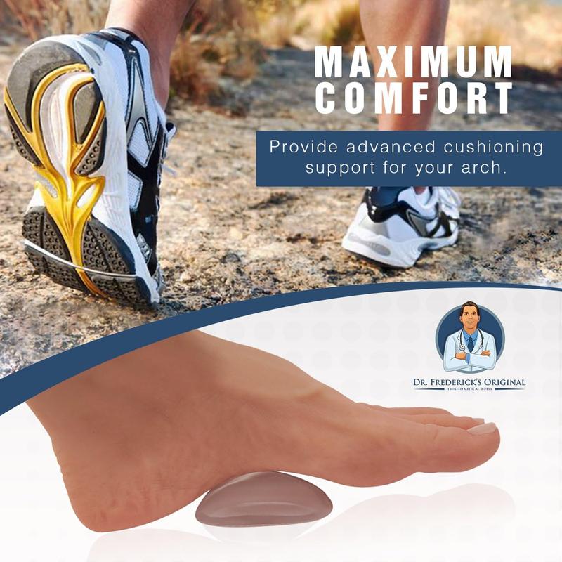 Dr. Frederick\u2019s Original Arch Support Gel Inserts - 6 ct - High Arch Support for Plantar Fasciitis, Flat Feet & PES Cavus - Peel & Stick Reusable Insoles for Men & Women - Fits All Shoe Types
